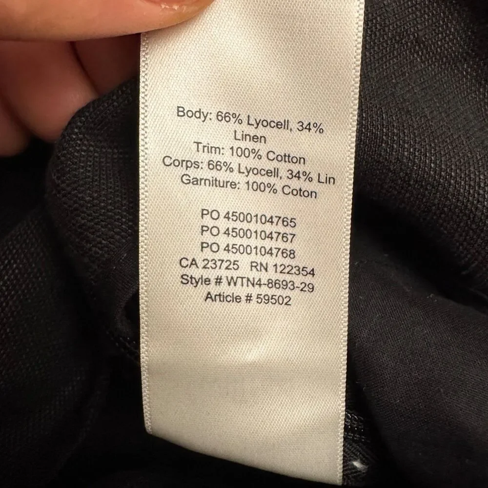 Aritzia Wilfred Brax Linen Blend Wide Leg Jumpsuit womens 4 Black Tie Waist NWD